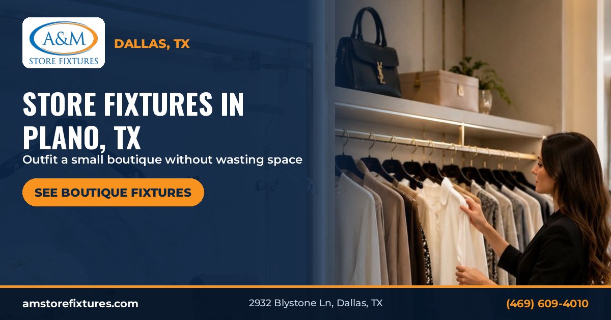 Space-saving store fixtures for a small Plano TX boutique, A&M Store Fixtures Dallas